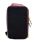 Sullivan Wine Chambray Canvas Pebbled Leather Crossbody Pack Bag