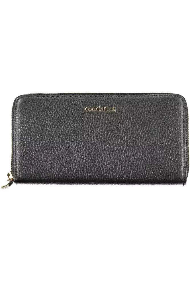 Elegant Black Leather Wallet with Multiple Compartments