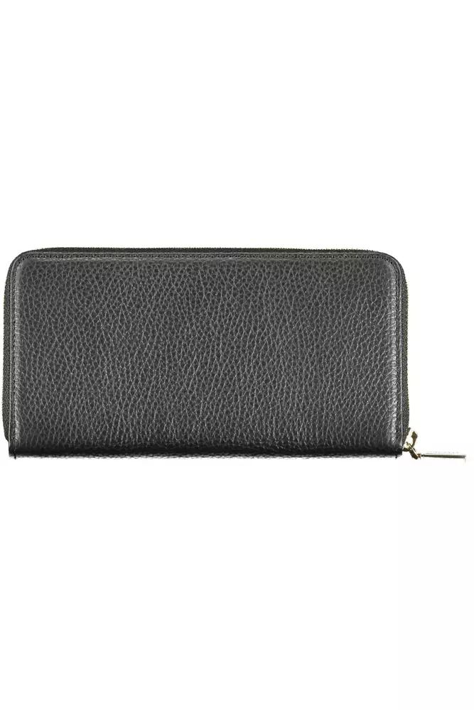 Elegant Black Leather Wallet with Multiple Compartments