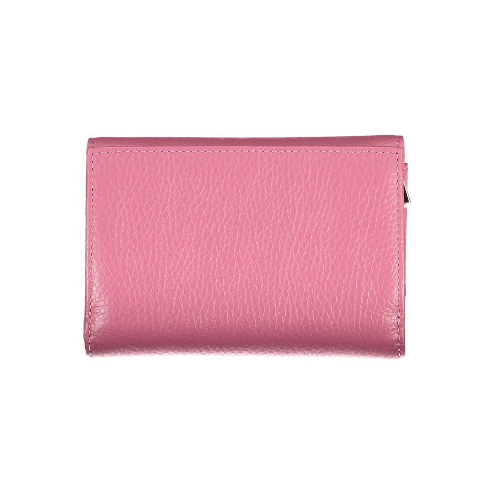 Elegant Pink Leather Wallet with Multiple Compartments