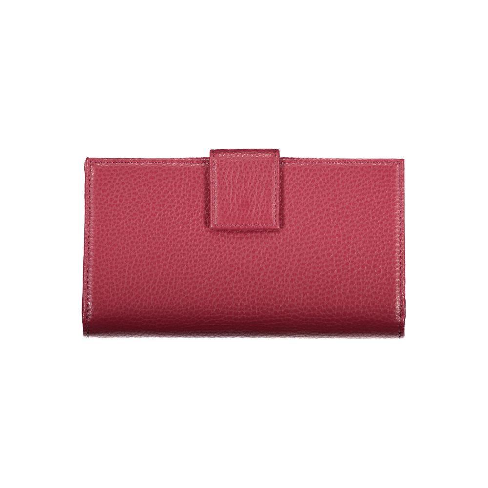 Elegant Dual-Compartment Pink Leather Wallet