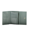 Elegant Green Leather Wallet with Multiple Compartments