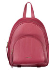 Chic Pink Leather Backpack with Logo Detail