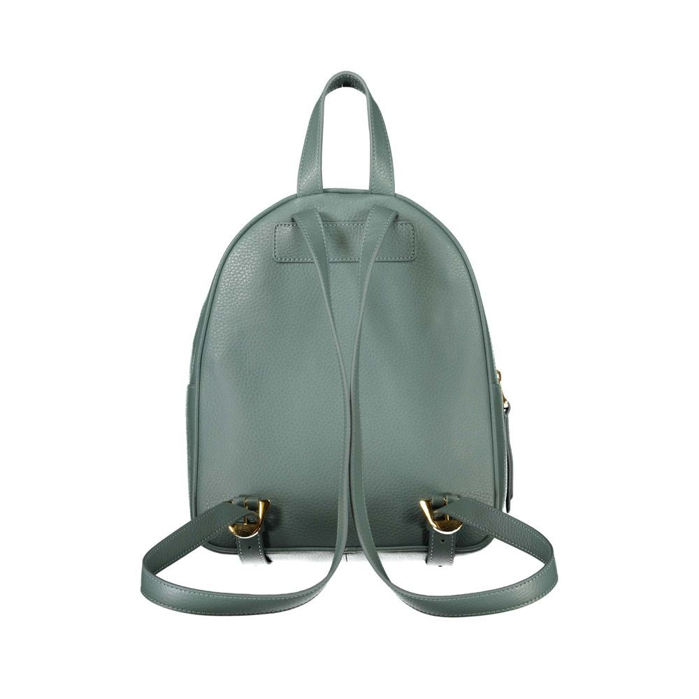 Chic Green Leather Backpack with Adjustable Straps