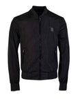 Sleek Black Bomber Jacket for the Dapper Gentleman