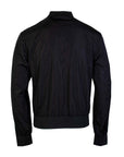 Sleek Black Bomber Jacket for the Dapper Gentleman