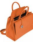 Chic Calfskin Button-Closure Handbag