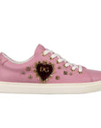 Antique Pink Nappa Calfskin Sneakers with Studs