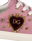 Antique Pink Nappa Calfskin Sneakers with Studs