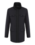 Elegant Dark Blue Technical Fabric Coat