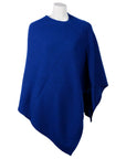 Elegant Cashmere V-Neck Poncho in Blue