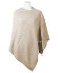 Chic V-Neck Cashmere Poncho in Beige