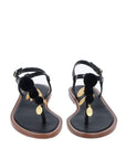 Elegant Leather Flip Flops in Classic Black