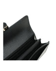 Elegant Calfskin Leather Chain Wallet