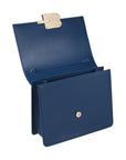 Chic Blue Calfskin Leather Shoulder Bag