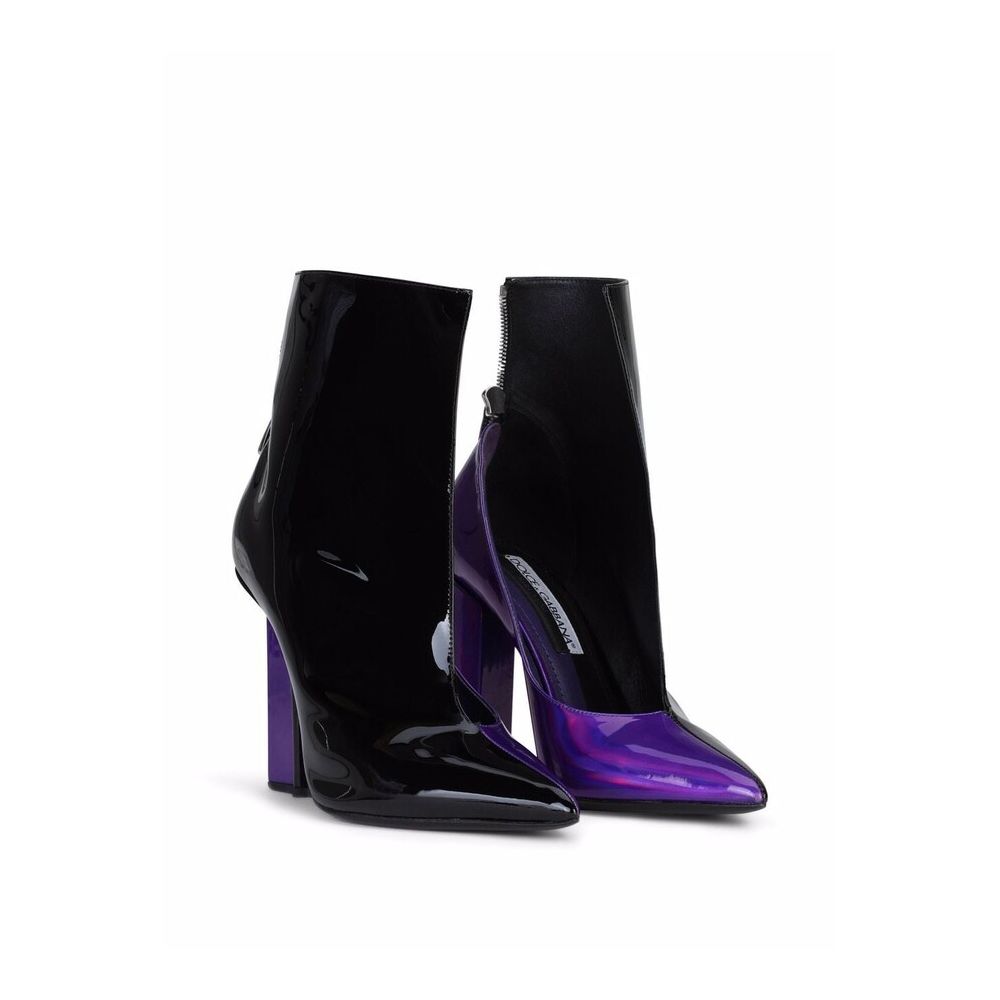 Chic Patent Calfskin Ankle Boots with Heel