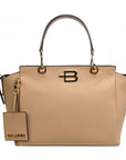 Chic Nude Textured Calfskin Handbag