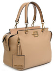 Chic Nude Textured Calfskin Handbag