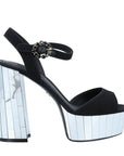 Elegant Silk Crepe Jewel Buckle Sandals