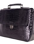 Elegant Python-Print Calfskin Briefcase