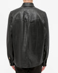 Vintage-Inspired Luxe Black Leather Shirt Jacket