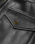 Vintage-Inspired Luxe Black Leather Shirt Jacket