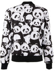 Elegant White Panda Print Nylon Jacket