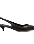 Elegant Black Leather Sling Pumps