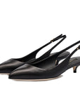 Elegant Black Leather Sling Pumps