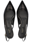 Elegant Black Leather Sling Pumps