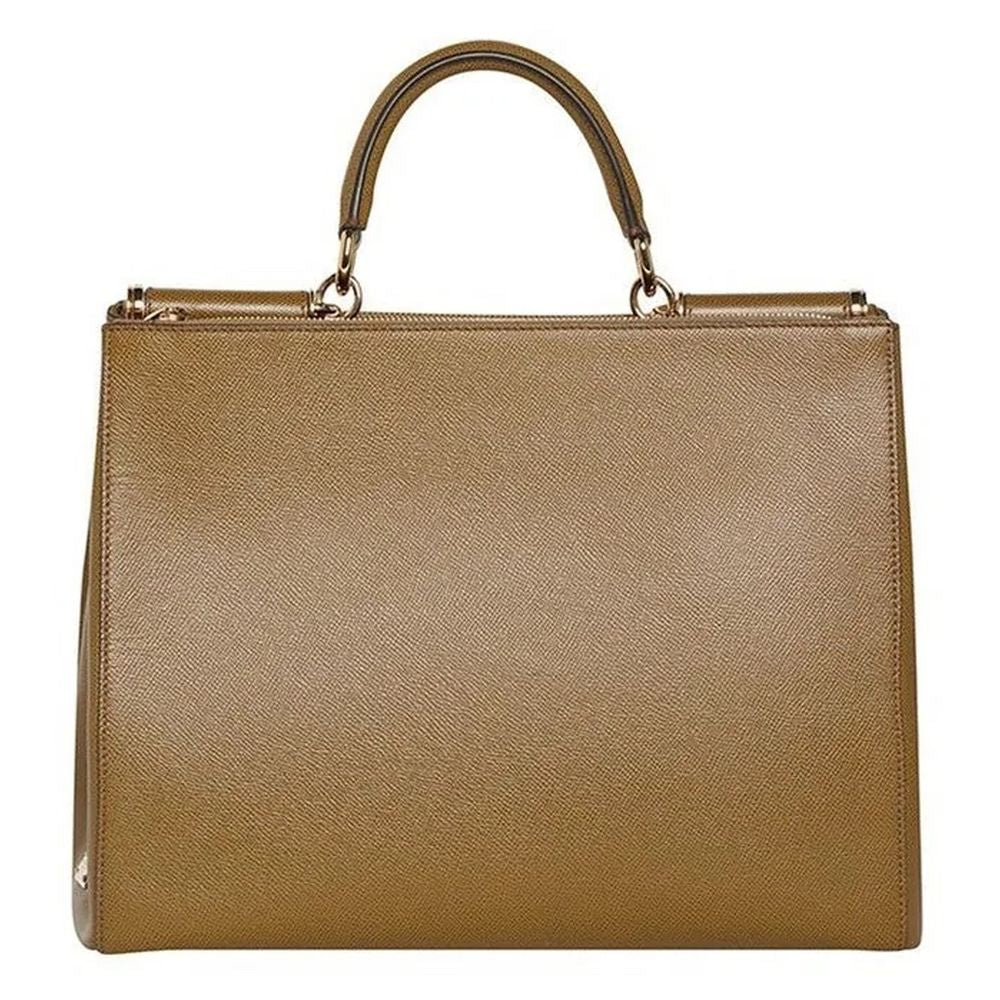 Elegant Calfskin Leather Shopper with Gold Accents