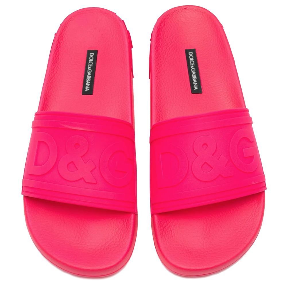 Chic Fuchsia Rubber Slippers with Logo Detail