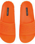 Chic Orange Logo Print Rubber Slippers