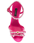 Elegant Fuchsia Sandals with Pearl Details