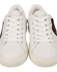 Chic White Calfskin Sneakers with Love Accents