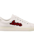 Chic White Calfskin Sneakers with Love Accents
