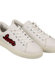 Chic White Calfskin Sneakers with Love Accents