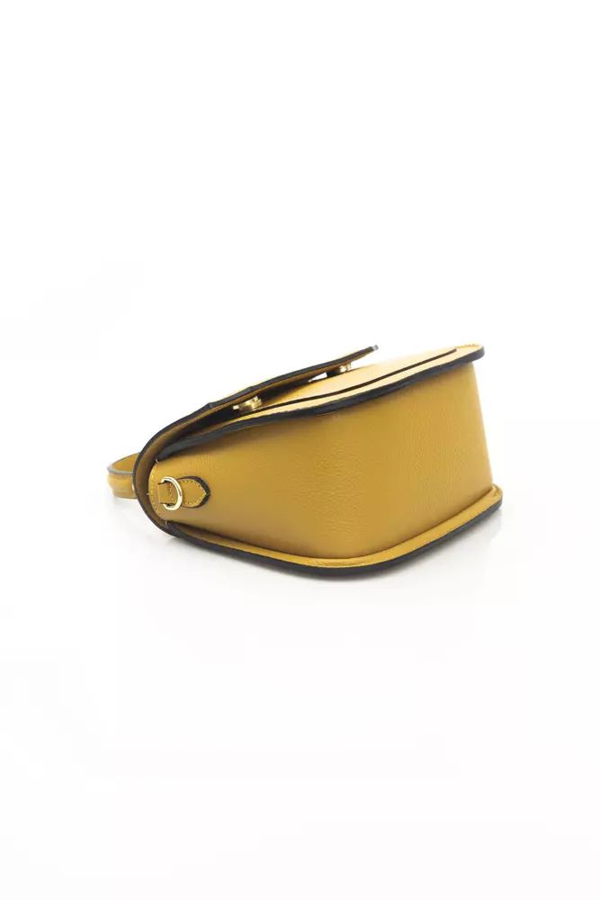 Golden Yellow Elegance Leather Shoulder Bag