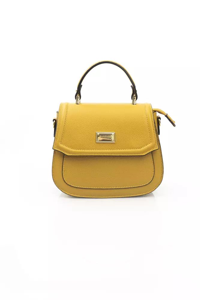 Golden Yellow Elegance Leather Shoulder Bag