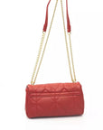 Chic Red Leather Shoulder Flap Bag with Golden Accents