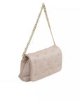 Chic Pink Leather Shoulder Bag with Golden Accents