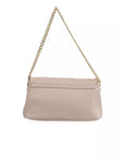 Chic Pink Leather Shoulder Bag with Golden Accents