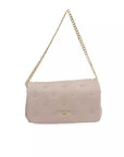 Chic Pink Leather Shoulder Bag with Golden Accents