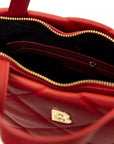 Elegant Red Leather Shoulder Bag with Golden Accents