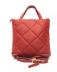 Elegant Red Leather Shoulder Bag with Golden Accents