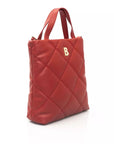 Elegant Red Leather Shoulder Bag with Golden Accents