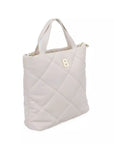 Elegant Beige Shoulder Bag with Golden Accents