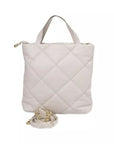 Elegant Beige Shoulder Bag with Golden Accents