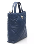 Elegant Blue Leather Shoulder Bag with Golden Accents