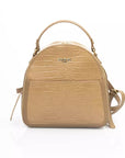 Elegant Beige Backpack with Golden Accents